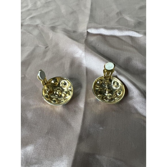 Earrings  Clip On gold tone Star flower multicolor Rhinestones 80's fashion - Picture 7 of 7